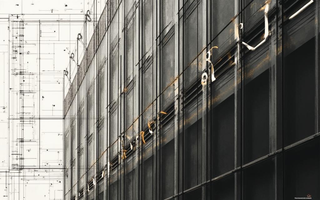 Diseño de grid asimétrico con tipografía elegante para web de arquitectura