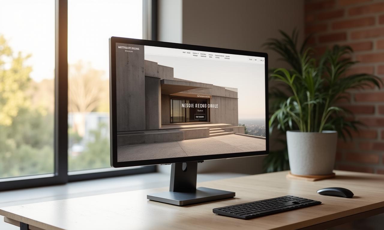 Interfaz de portafolio web con diseño arquitectónico minimalista