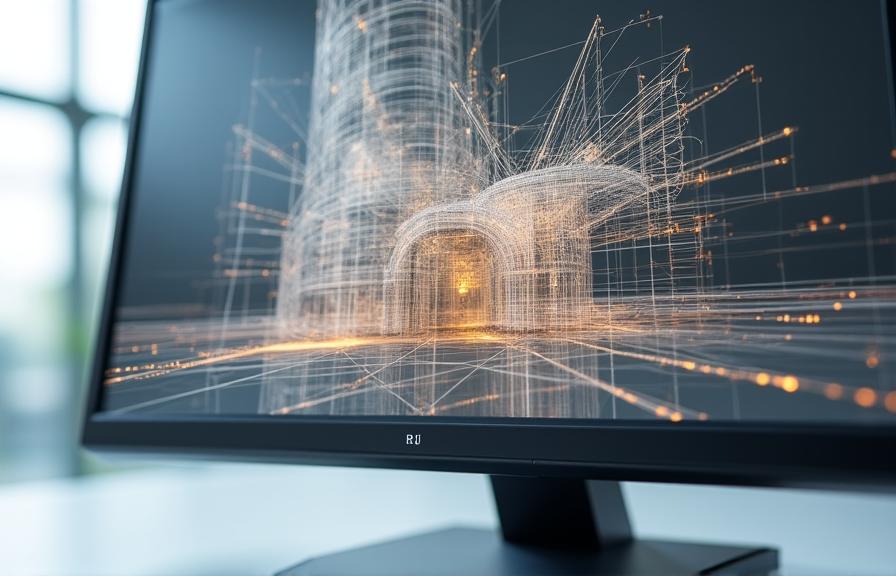 Interfaz web mostrando un modelo 3D arquitectónico interactivo